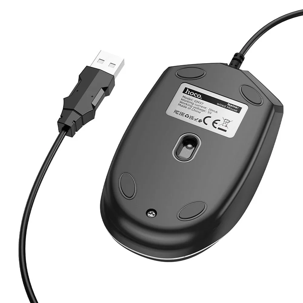 Hoco-GM37-ενσύρματο-ποντίκι-USB-A-LED-2400dpi-μαύρο-2 Hoco GM37 ενσύρματο ποντίκι, USB-A, LED, 2400dpi, μαύρο - Image 2