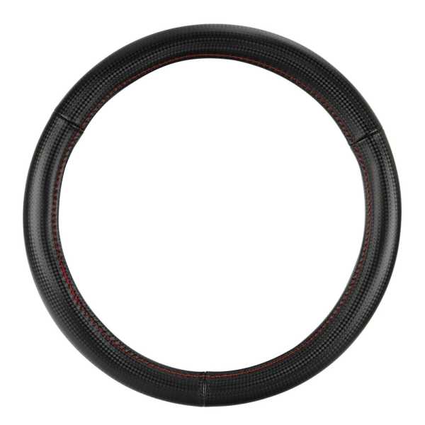 L3316.7_2 ΚΑΛΥΜΜΑ ΤΙΜΟΝΙΟΥ RACING PREMIUM RED (M) 37-39cm ΣΥΝΘΕΤΙΚΟ ΔΕΡΜΑ SKEENTEX ΜΑΥΡΟ/ΚΟΚΚΙΝΟ/ CARBON LOOK LAMPA - 1 ΤΕΜ. - Image 2