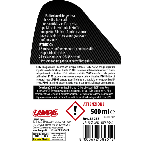 L3825.7_2 ΚΑΘΑΡΙΣΤΙΚΟ ΣΠΡΕΙ ΚΑΘΙΣΜΑΤΩΝ/ΤΑΠΕΤΣΑΡΙΑΣ / ΜΟΚΕΤΑΣ GRAN PREE 500ml LAMPA - 1 ΤΕΜ. - Image 2