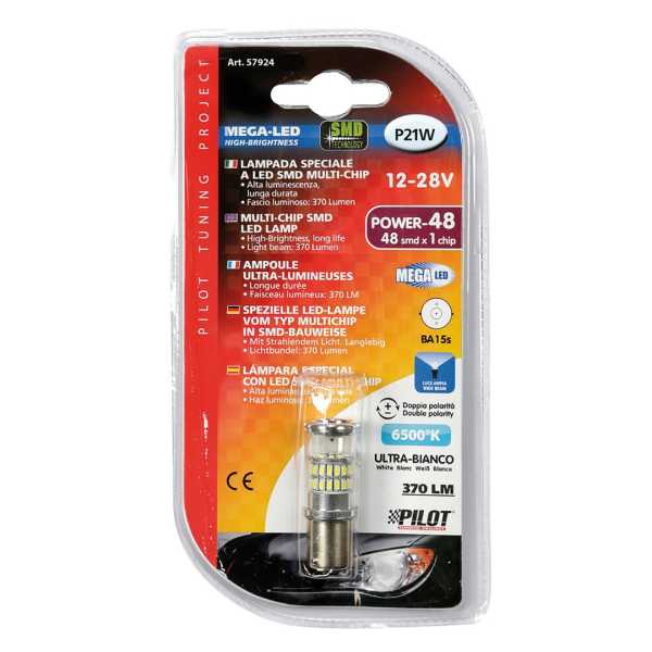 L57924-4 P21W 12-28V BA15s MEGA-LED48 6.500K 370lm ΔΙΑΘΛΑΣΗΣ (ΜΟΝΟΠΟΛΙΚΟ) BLISTER 1 ΤΕΜ. - Image 4