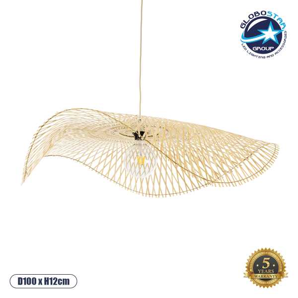GLOBOSTAR® MELEMELE 01842 Boho Κρεμαστό Φωτιστικό Οροφής με Ντουί 1 x E27 AC 220-240V IP20 - Μπεζ - Μ100 x Π100 x Υ12cm