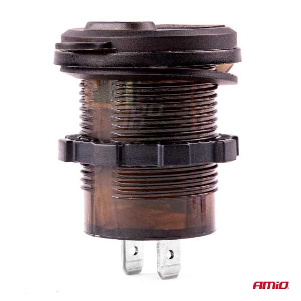 02857_03 ΠΡΙΖΑ ΦΟΡΤΙΣΗΣ ΜΕ 2 ΘΥΡΕΣ USB + TYPE C ΚΑΙ ΨΗΦΙΑΚΟ ΒΟΛΤΟΜΕΤΡΟ ΜΕ ΚΑΠΑΚΙ ΜΑΥΡΗ 12/24V 5-12V 3.0A QUICK CHARGER MOD-07 - Image 2