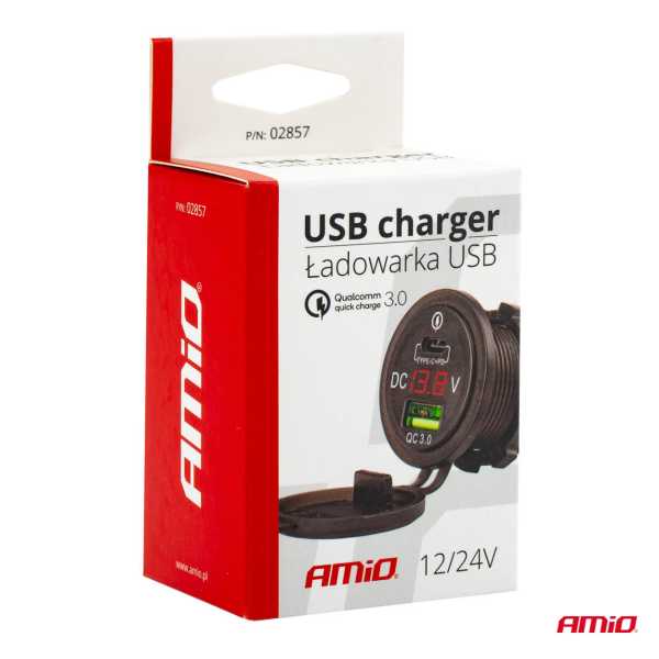 02857_04 ΠΡΙΖΑ ΦΟΡΤΙΣΗΣ ΜΕ 2 ΘΥΡΕΣ USB + TYPE C ΚΑΙ ΨΗΦΙΑΚΟ ΒΟΛΤΟΜΕΤΡΟ ΜΕ ΚΑΠΑΚΙ ΜΑΥΡΗ 12/24V 5-12V 3.0A QUICK CHARGER MOD-07 - Image 4