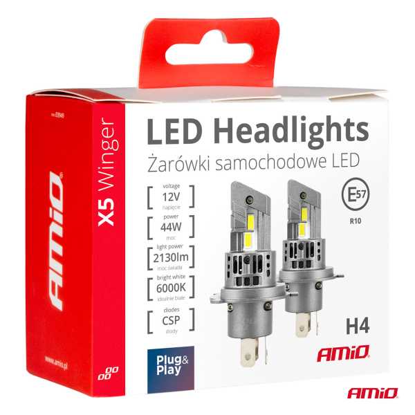 03945AM_5 H4 12V 50W 6.000K 4200LM CSP LED CAN-BUS SERIES X5 WINGER 2ΤΕΜ. AMIO - Image 5
