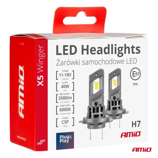 03946AM_1 H7 12V 50W 6.000K 4200LM CSP LED CAN-BUS SERIES X5 WINGER 2ΤΕΜ. AMIO - Image 2