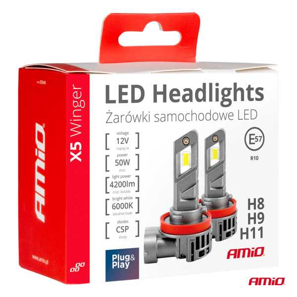 03947AM_6 H8/H9/H11 12V 50W 6.000K 4200LM CSP LED CAN-BUS SERIES X5 WINGER 2ΤΕΜ. AMIO - Image 6