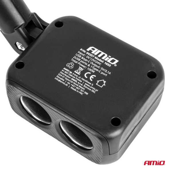 04357_AM_5 ΑΝΤΑΠΤΟΡΑΣ ΑΝΑΠΤΗΡΑ 12/24V 100W ΜΑΥΡΟΣ/2 ΘΕΣΕΙΣ/1xUSB-A+1xUSB-C/ΠΕΡΙΣΤΡΟΦΗ 180 ΜΟΙΡΩΝ ΑΜΙΟ - 1 ΤΕΜ. - Image 5