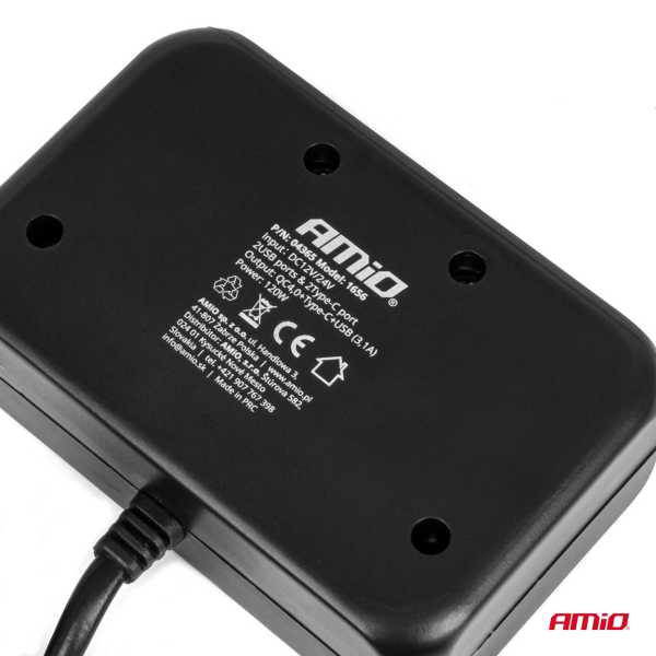 04365_AM_4 ΑΝΤΑΠΤΟΡΑΣ ΑΝΑΠΤΗΡΑ 12/24V 120W ΜΑΥΡΟΣ/3 ΘΕΣΕΙΣ/1xUSB-A+1xUSB-C QC 4.0 ΤΑΧΕΙΑΣ ΦΟΡΤΙΣΗΣ/ΚΑΛΩΔΙΟ 80cm AMIO - 1 Τεμ. - Image 4