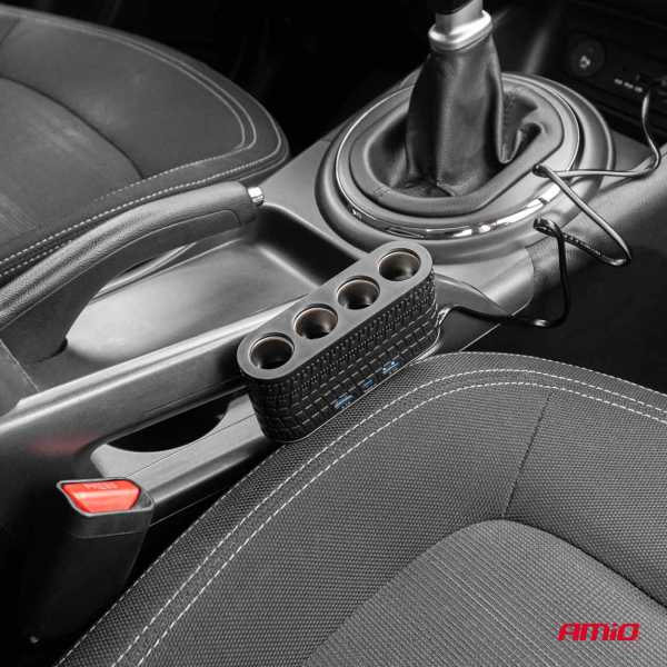 04367_AM_2 ΑΝΤΑΠΤΟΡΑΣ ΑΝΑΠΤΗΡΑ 12/24V 120W ΜΑΥΡΟΣ - 4 ΘΕΣΕΙΣ - 2xUSB-A + 1xUSB-C - ΚΑΛΩΔΙΟ 80cm AMIO - 1 Τεμ. - Image 2