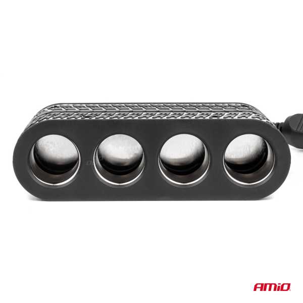 04367_AM_3 ΑΝΤΑΠΤΟΡΑΣ ΑΝΑΠΤΗΡΑ 12/24V 120W ΜΑΥΡΟΣ - 4 ΘΕΣΕΙΣ - 2xUSB-A + 1xUSB-C - ΚΑΛΩΔΙΟ 80cm AMIO - 1 Τεμ. - Image 3