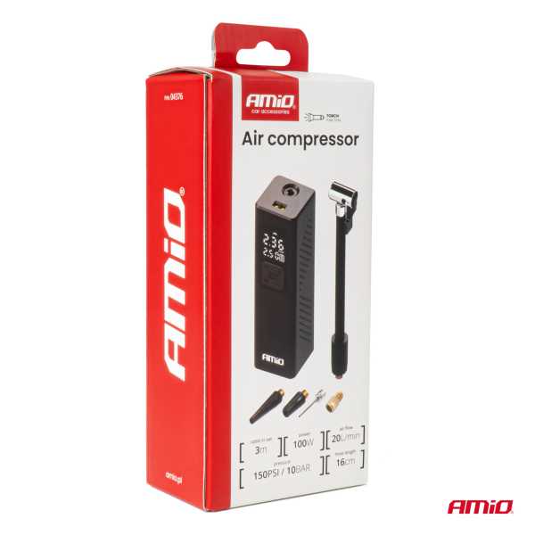 04376AM_14 ΚΟΜΠΡΕΣΕΡ ΑΕΡΑ 12V 10BAR 150PSI 20L/MIN 100W ΜΕ ΨΗΦΙΑΚΗ ΟΘΟΝΗ & ΦΑΚΟ LED AMIO 1ΤΕΜ. - Image 14