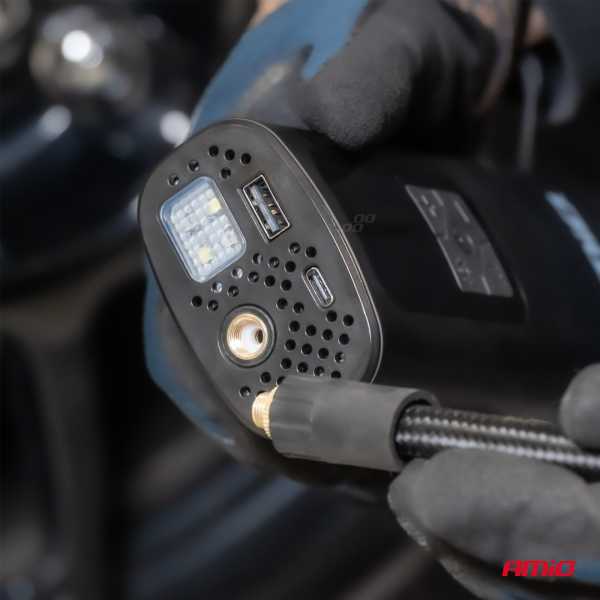 04377AM_4 ΚΟΜΠΡΕΣΕΡ ΑΕΡΑ ΜΕ USB-C 10BAR 150PSI 20L/MIN 40W ΜΕ ΨΗΦΙΑΚΗ ΟΘΟΝΗ & ΦΑΚΟ LED AMIO 1ΤΕΜ. - Image 4