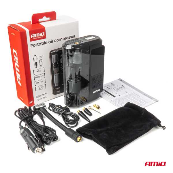 04378AM_12 ΚΟΜΠΡΕΣΕΡ ΑΕΡΑ ΕΠΑΝΑΦΟΡΤΙΖΟΜΕΝΟ 12V & USB-C 10BAR 150PSI 20L/MIN 40W AMIO 1ΤΕΜ. - Image 12