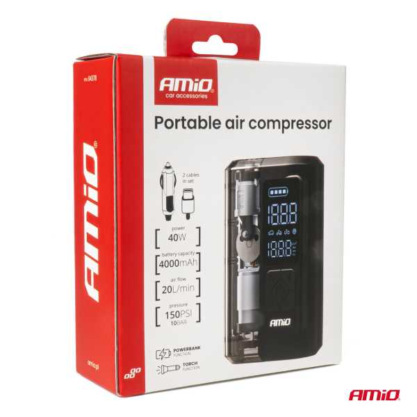 04378AM_13 ΚΟΜΠΡΕΣΕΡ ΑΕΡΑ ΕΠΑΝΑΦΟΡΤΙΖΟΜΕΝΟ 12V & USB-C 10BAR 150PSI 20L/MIN 40W AMIO 1ΤΕΜ. - Image 13