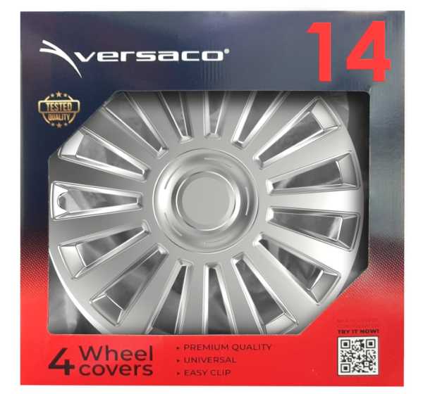 1105_am ΤΑΣΙΑ 14" HUBCAP LUXURY ΑΣΗΜΙ ΜΕ ΔΙΑΜΕΤΡΟ ΓΙΑ ΣΗΜΑ 6,5cm ΣΕΤ ΣΕ ΚΟΥΤΙ- 4 ΤΕΜ. - Image 2