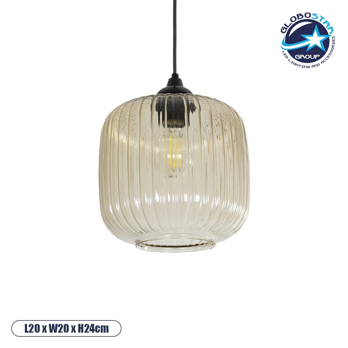 GLOBOSTAR® MELONI 206-0016 Μοντέρνο Κρεμαστό Φωτιστικό Οροφής με Ντουί 1 x E27 AC 220-240V IP20 - Mελί - Μ20 x Π20 x Υ24cm