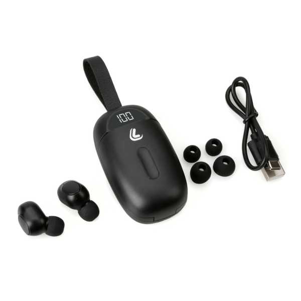38741-S-02 ΑΚΟΥΣΤΙΚΑ ΑΣΥΡΜΑΤΑ BLUETOOTH ΜΕ ΘΗΚΗ +ΚΑΛΩΔΙΟ ΦΟΡΤΙΣΗΣ USB(ΜΟΥΣΙΚΗ/ΚΛΗΣΕΙΣ/ΜΙΚΡΟΦΩΝΟ) ΜΑΥΡΟ EKKO5.0 LAMPA - 1 TEM. - Image 2