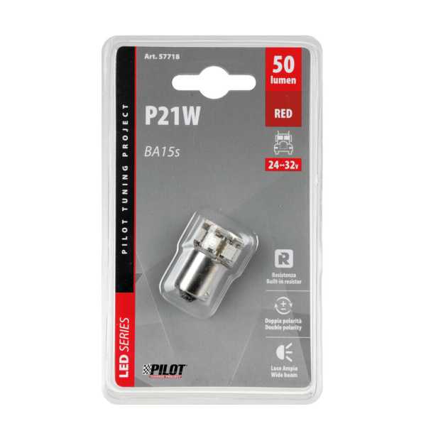 57718-C-01 P21W 24/32V Ba15s 50lm 10xSMDx1CHIP LED CAN-BUS (ΦΟΥΝΤΟΥΚΙ) ΚΟΚΚΙΝΟ ΔΙΑΘΛΑΣΗΣ BLISTER LAMPA - 1 TEM. - Image 2