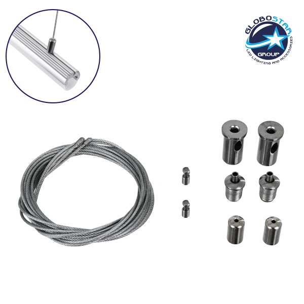 GLOBOSTAR® SUSPENSION 70898 Σύστημα Κρέμασης με 2 Ρυθμιζόμενες Ντίζες & Εξαρτήματα Ειδικό για Προφίλ Αλουμινίου - Μ1 x Π1 x Υ100cm