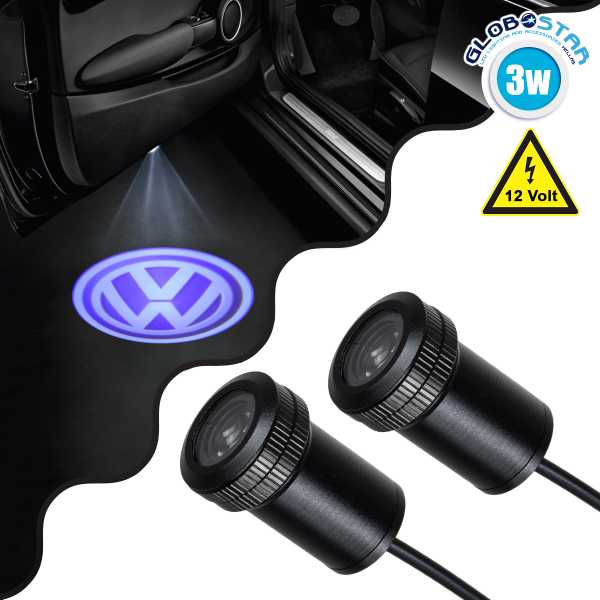GLOBOSTAR® GHOSTLOGO 81628 Projector Προβολής Μάρκας Αυτοκινήτου "VOLKSWAGEN" LED 2.5W/5W 100lm/200lm 45° DC 12V Αδιάβροχο IP65 Ψυχρό Λευκό 6000K - CREE XHP35 Chip - Μ2.2 x Π3.4 x Υ2.2cm / Q1.9cm - Πακέτο 2 Τεμαχίων - 1 Χρόνο Εγγύηση