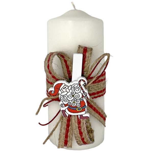 93-2349_1 Κερί Κορμός Λευκό 3 Σχέδια Άγιος 12x5cm Xmasfest 1132369 - Image 2
