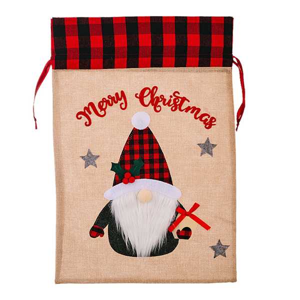 93-3603_1 Σάκος Χριστουγέννων Λινάτσα Καρώ 57x38cm Xmasfest 1133623 - Image 2