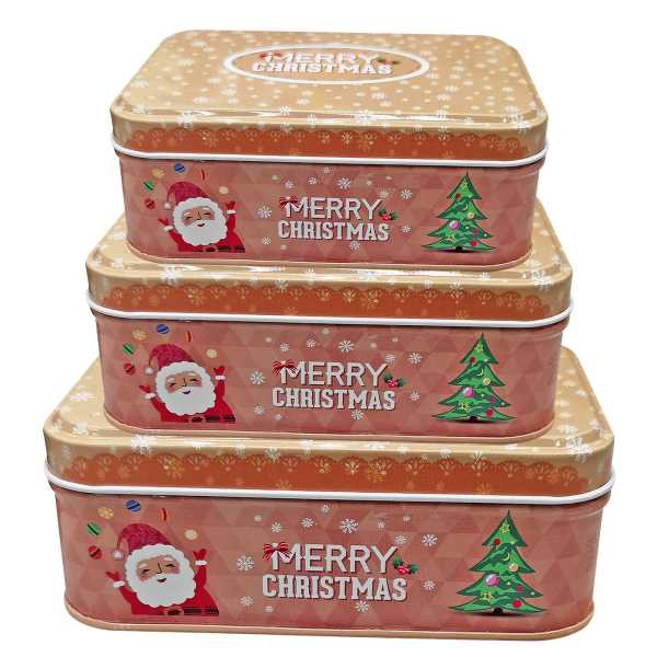 93-3796_1 Κουτιά Μεταλλικά Xmas Ορθογώνια σετ=3 τεμ 18x13x6cm 14x10x5cm 12x9x4,5cm Xmasfest 1133816 - Image 2