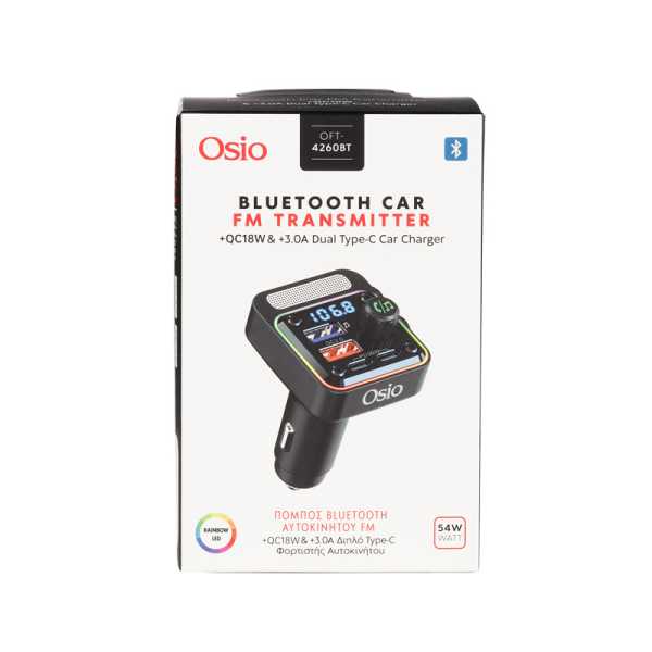 ACS-696OSIO_6 FM TRANSMITTER ΑΝΑΠΤΗΡΑ 12V ΜΕ BLUETOOTH OFT-4260BT ΦΟΡΤΙΣΤΗ USB TYPE-A + USB TYPE-C OSIO - Image 6