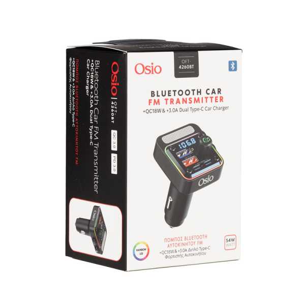 ACS-696OSIO_7 FM TRANSMITTER ΑΝΑΠΤΗΡΑ 12V ΜΕ BLUETOOTH OFT-4260BT ΦΟΡΤΙΣΤΗ USB TYPE-A + USB TYPE-C OSIO - Image 7