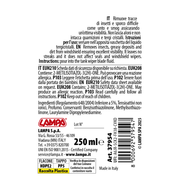 L3795.4_2 ΥΓΡΟ ΥΑΛΟΚΑΘΑΡΙΣΤΗΡΩΝ SUMMER SCREEN WASH ΜΕ ΑΡΩΜΑ ΛΕΒΑΝΤΑ (ΕΤΟΙΜΟ ΓΙΑ ΧΡΗΣΗ) 250ml - Image 2