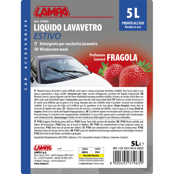 L3796.3_2 ΥΓΡΟ ΥΑΛΟΚΑΘΑΡΙΣΤΗΡΩΝ SUMMER SCREEN WASH ΜΕ ΑΡΩΜΑ ΦΡΑΟΥΛΑ (ΕΤΟΙΜΟ ΓΙΑ ΧΡΗΣΗ) 5000ml - Image 2