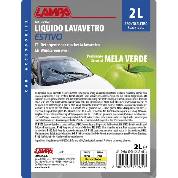 L3796.7_2 ΥΓΡΟ ΥΑΛΟΚΑΘΑΡΙΣΤΗΡΩΝ SUMMER SCREEN WASH ΜΕ ΑΡΩΜΑ ΠΡΑΣΙΝΟ ΜΗΛΟ (ΕΤΟΙΜΟ ΓΙΑ ΧΡΗΣΗ) 2000ml - Image 2