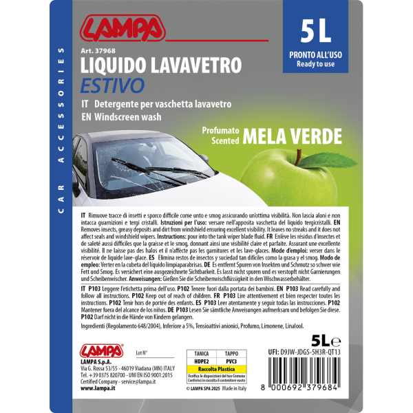 L3796.8_2 ΥΓΡΟ ΥΑΛΟΚΑΘΑΡΙΣΤΗΡΩΝ SUMMER SCREEN WASH ΜΕ ΑΡΩΜΑ ΠΡΑΣΙΝΟ ΜΗΛΟ (ΕΤΟΙΜΟ ΓΙΑ ΧΡΗΣΗ) 5000ml - Image 2