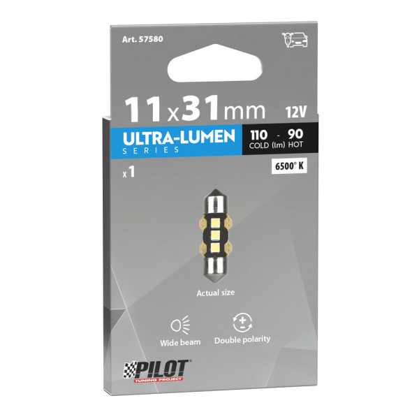 L5758.0_3 ΛΑΜΠΑΚΙΑ ΠΛΑΦΟΝΙΕΡΑΣ 12V 11x31mm 110/90lm 6.500K ΔΙΠΛΗΣ ΠΟΛΙΚΟΤΗΤΑΣ LED ULTRA-LUMEN SERIES 1ΤΕΜ. - Image 3