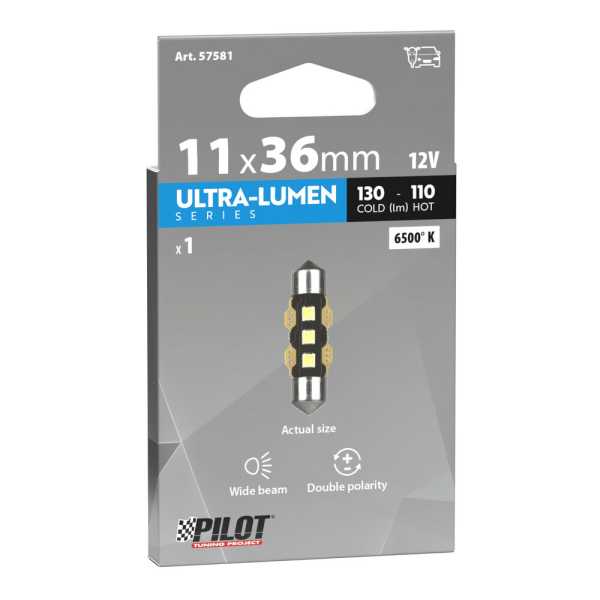 L5758.1_3 ΛΑΜΠΑΚΙΑ ΠΛΑΦΟΝΙΕΡΑΣ 12V 11x36mm 130/110lm 6.500K ΔΙΠΛΗΣ ΠΟΛΙΚΟΤΗΤΑΣ LED ULTRA-LUMEN SERIES 1ΤΕΜ. - Image 3