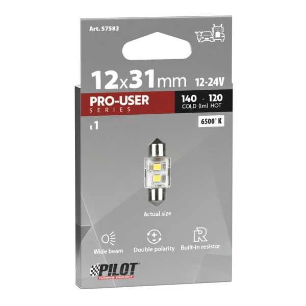 L5758.3_3 ΛΑΜΠΑΚΙΑ ΠΛΑΦΟΝΙΕΡΑΣ 12/24V 12x31mm 140/120lm 6.500K ΔΙΠΛΗΣ ΠΟΛ/ΤΑΣ LED CAN-BUS PRO-USER SERIES 1ΤΕΜ - Image 3