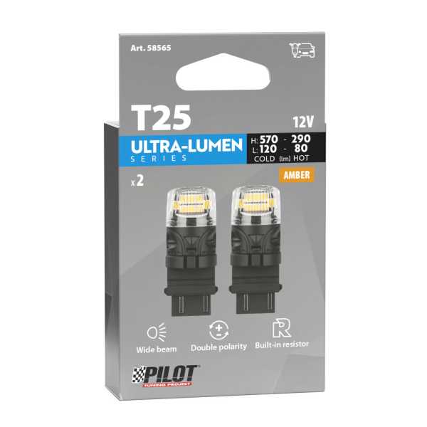 L5856.5_3 P27/7W 12V W2,5x16q 570/120lm+290/80lm ΠΟΡΤΟΚΑΛΙ ΦΩΣ LED CAN-BUS ULTRA-LUMEN SERIES 2ΤΕΜ. - Image 3