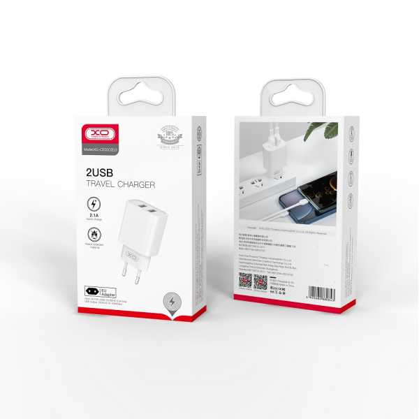 XO-CE02C-φορτιστής-τοίχου-2.1Α-2xUSB-λευκό-2 XO CE02C φορτιστής τοίχου 2.1Α 2xUSB, λευκό - Image 2
